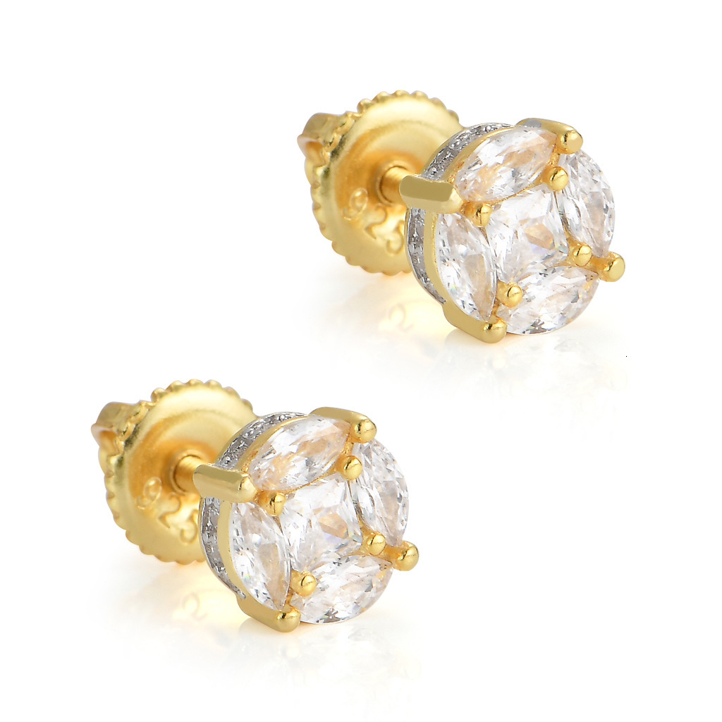 Luxury Jewelry New Hip Hop Sterling Silver Round Iced Out VVS Moissanite Bling Bling Men's Earrings Pass the diamond tester