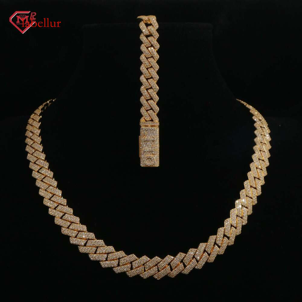 Hip hop 10mm Silicon Fang Set, Pure Sier VVS Cuban Chain