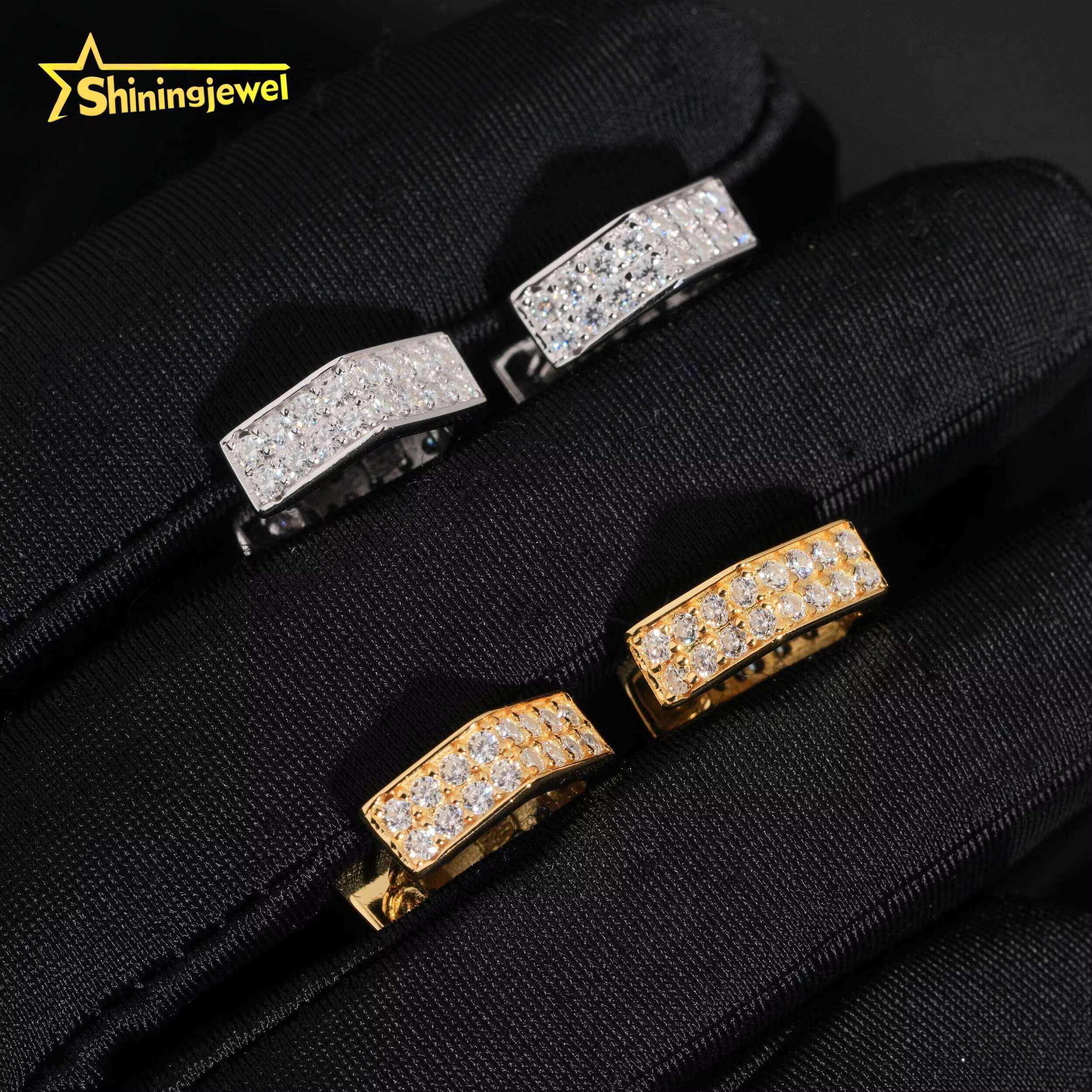 Unique Design Pentagram square Men Earring Stud Pave Moissanite in 925 Sterling Silver Men Jewelry