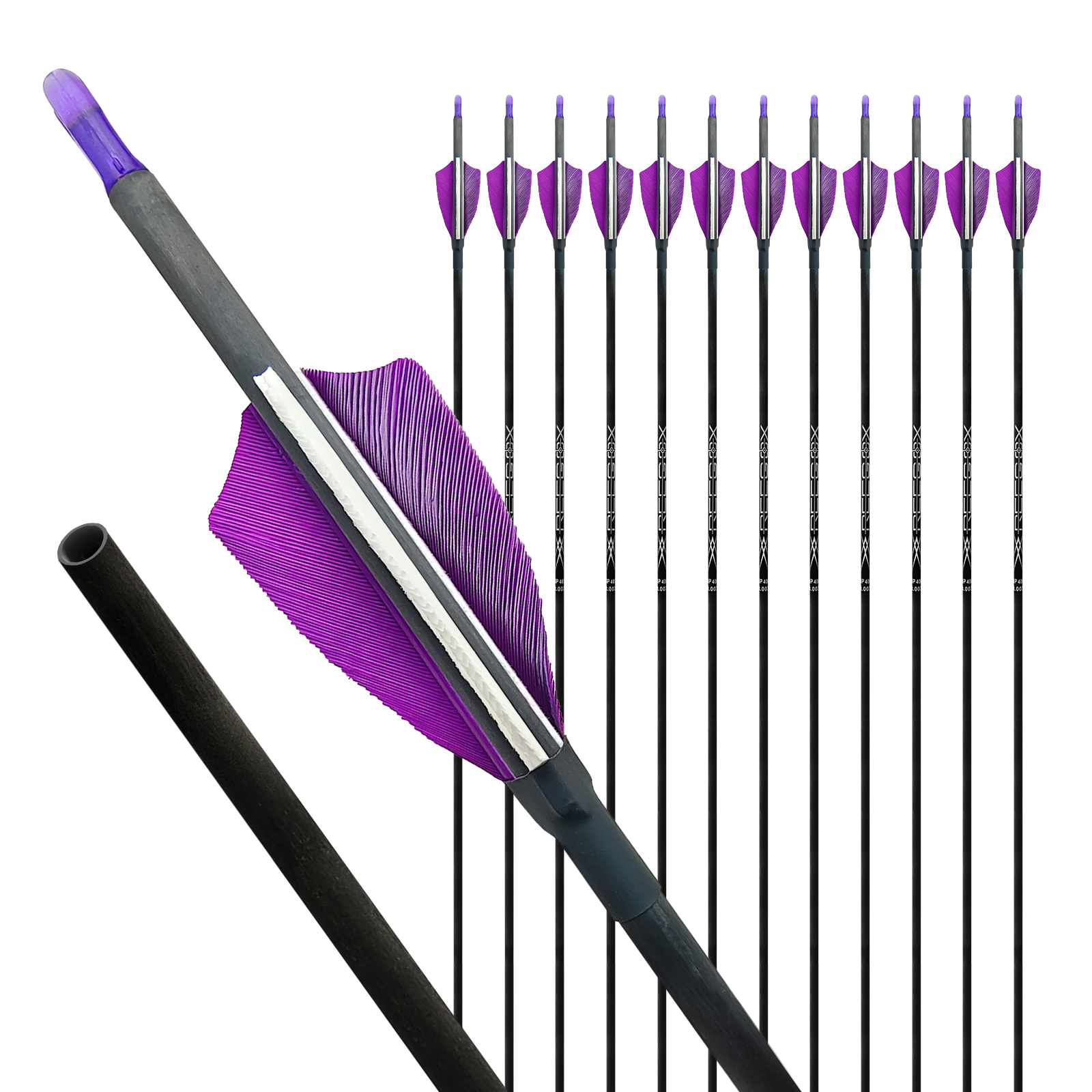 4.2mm Hunting Arrows without Arrowheads 31inch Carbon Archery Arrows Turkey Feathers Training Arrows for Recurve Bow & Compound Bow Spine 350-1500 Arr