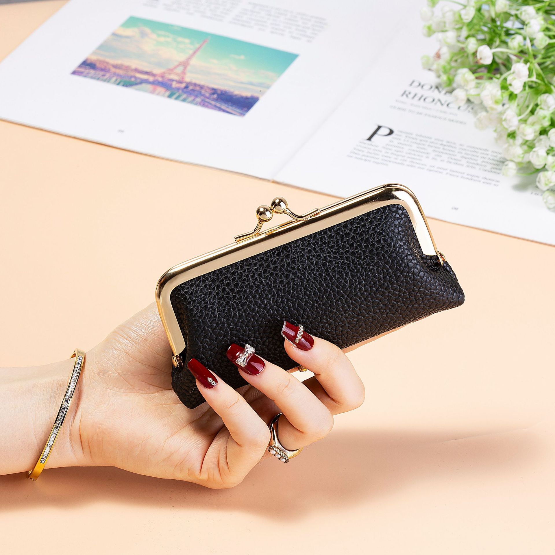 Retro Luxury Wallet New Fashion Leather Wallet Coin Purse For Women Multifunctional High-end Lipstick Designer Wallet Bag Mini Key Storage Bag Lady Pu