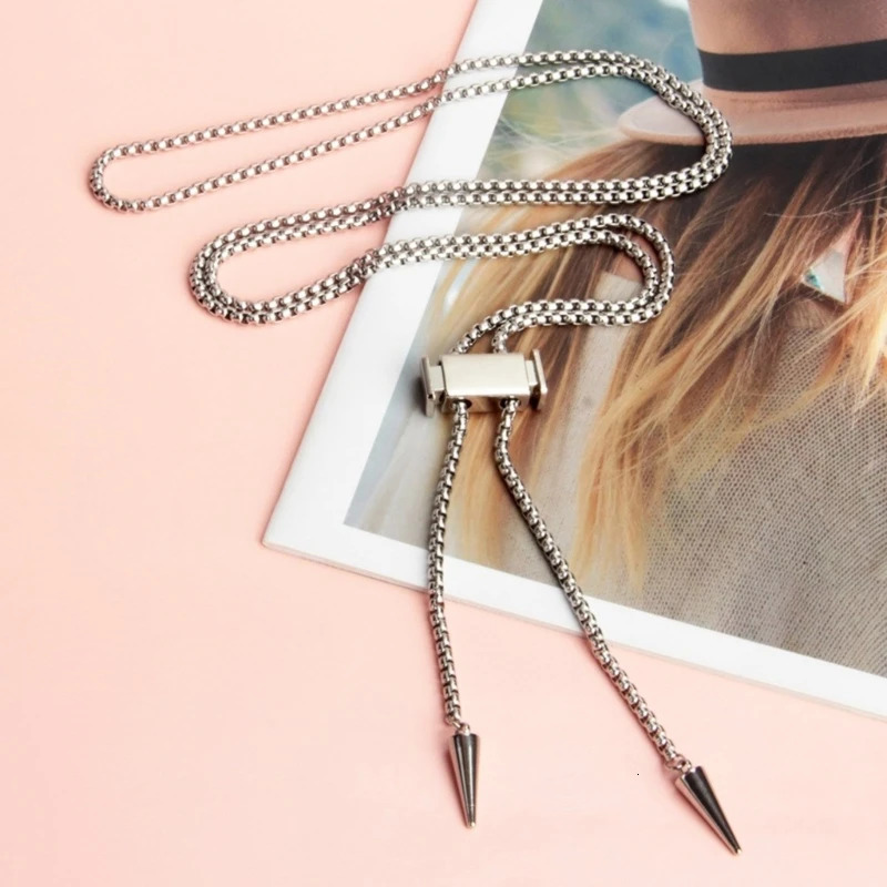 Sexy Bolo Tie Necklace for Women s Cool Jewelry Chain Lariat with Cuboid Chokers Body Jewelry Summer 250630