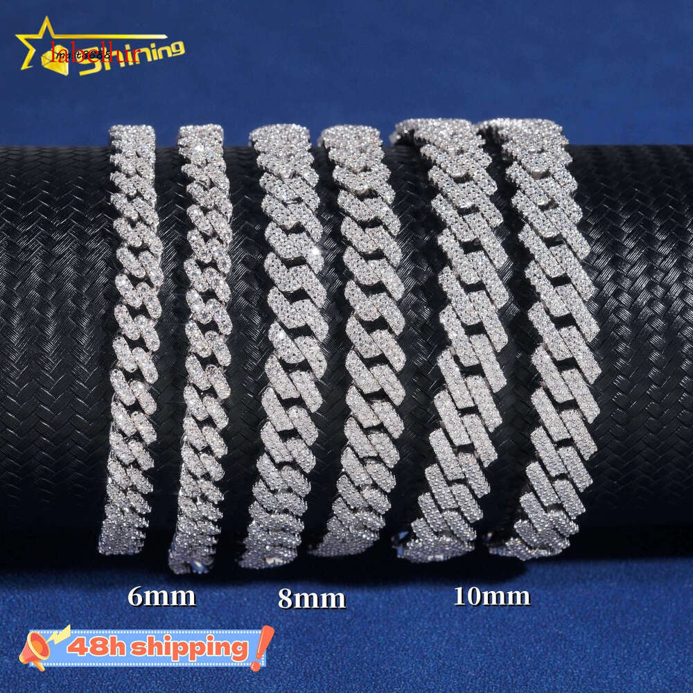 Fast Shipping Wholesale Price Sterling Sier Iced Out Fine Hip Hop Jewelry Vvs Moissanite Dia Cuban Link Bracelet Chain