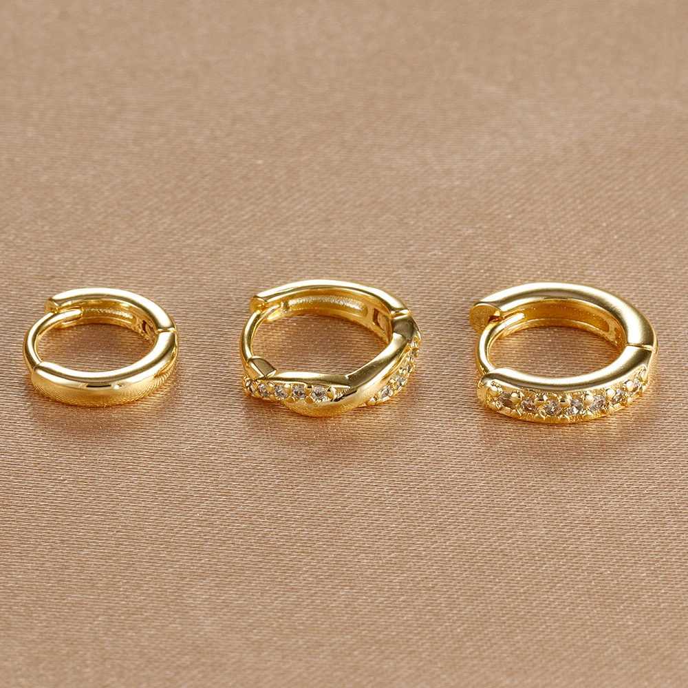 3PCS Stainless Steel Round Circle Hoop Earrings Set for Women Simple Huggies Zircon Twists Earring Cartilage Piercing Jewelry XJ250630