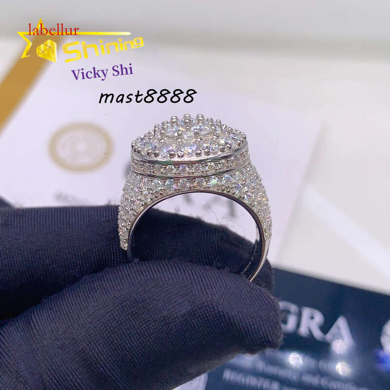 GRA Certificated Fine Men Rings Pass Tester Hip Hop Sterling Sier Iced Out Moissanite Dia Ring