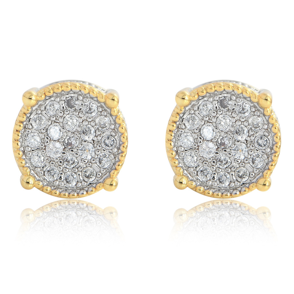 Luxury Jewelry Hip Hop S925 Sterling Silver Round Two Tone Iced Out Bling Bling Ear Caps Earrings Pass the diamond tester