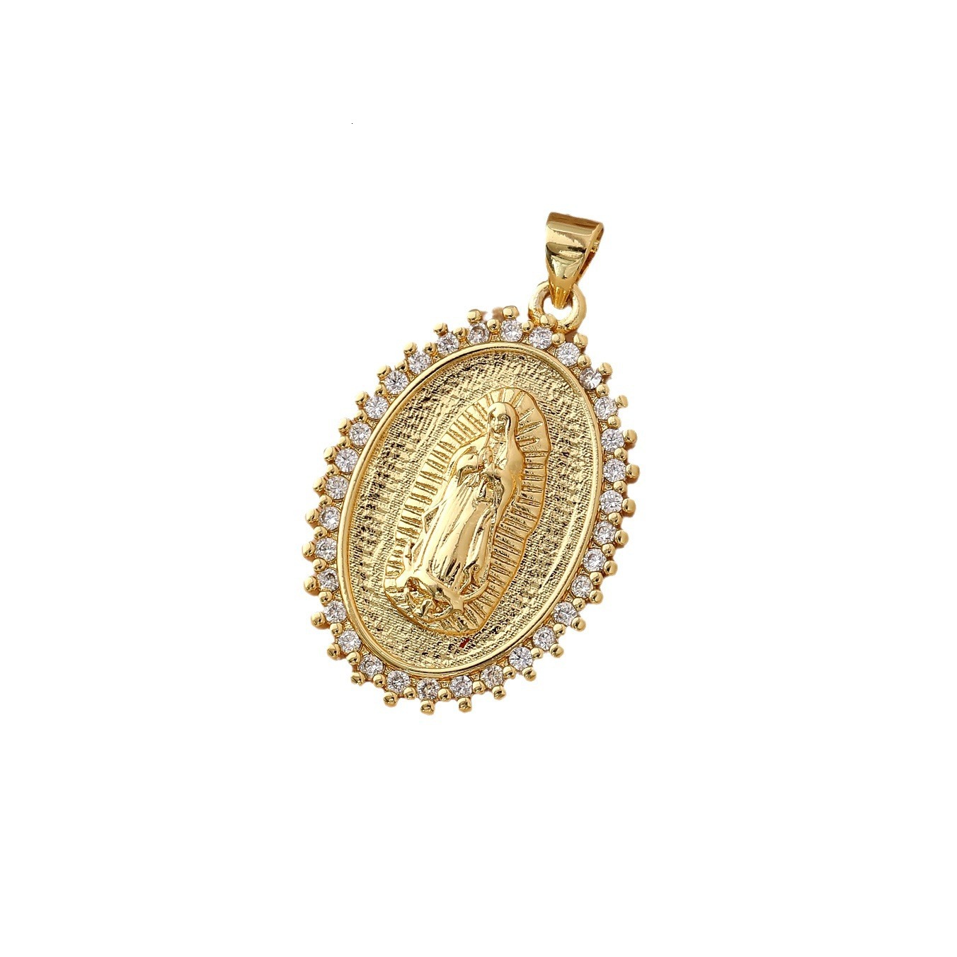 Free shipping designer jewelry Religious Jewelry Copper Gold-Plated Micro-Inlaid Zircon Colorful Virgin Mary Pendant Necklace Hanging Pendant