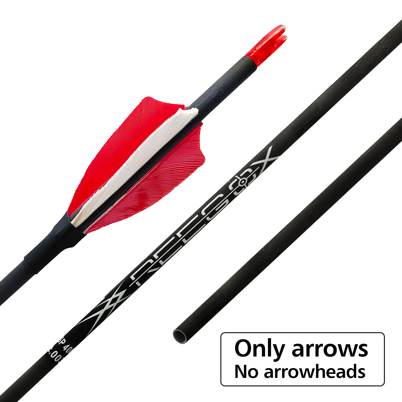 31inch Red Hunting Arrows without Arrowheads Turkey Feathers Carbon Archery Arrows 12Pcs 4.2mm Targeting Arrows for Recurve Bow & Compound Bow Spine 3
