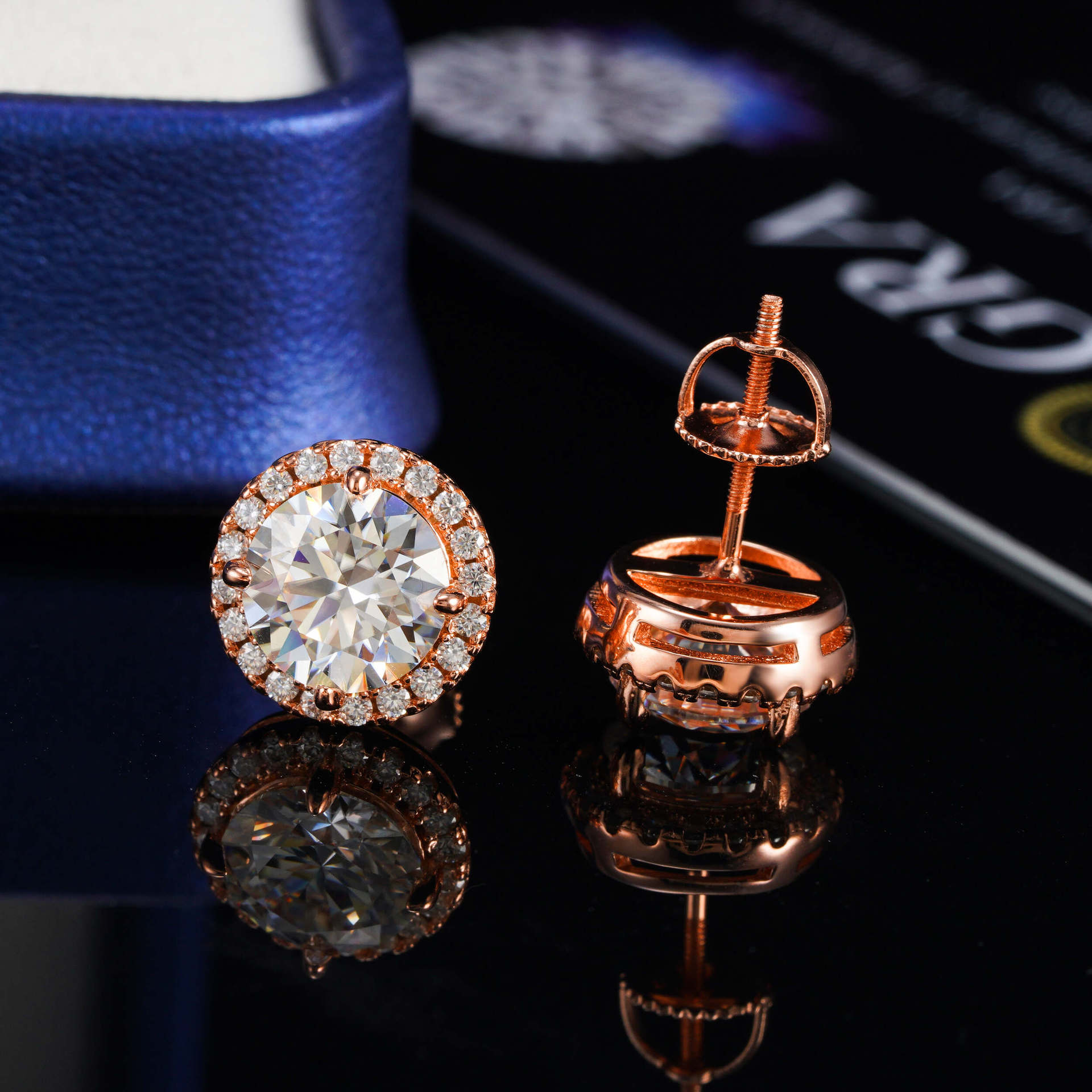Jewelry Dropshipping Supplier Fashion Gold Plated 925 Sterling Silver Stunning VVS 8MM Moissanite Diamond Halo Earrings Stud for Men