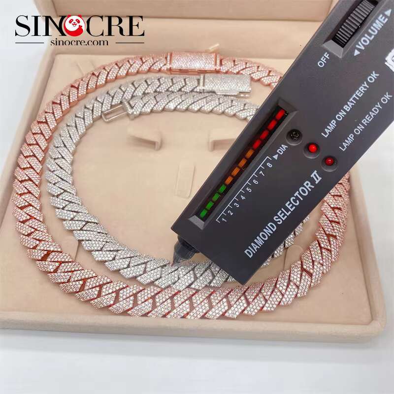 High Quality 15Mm18Inches Cuban Vvs Moissanite Necklace Moissanite Cuban Chain Mossan Hip Hop Necklace