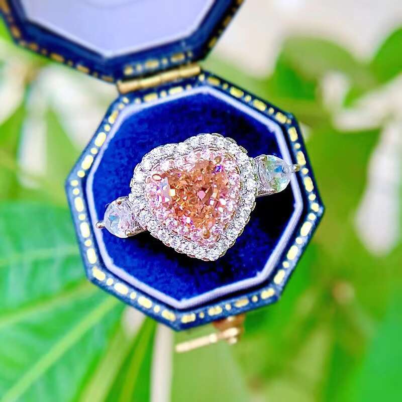 Delicate Heart Silver Ring Light Genuine 925 Sterling Silver Pink Zircon Love Rings for Women Fine S925 Anniversary Jewelry Gift
