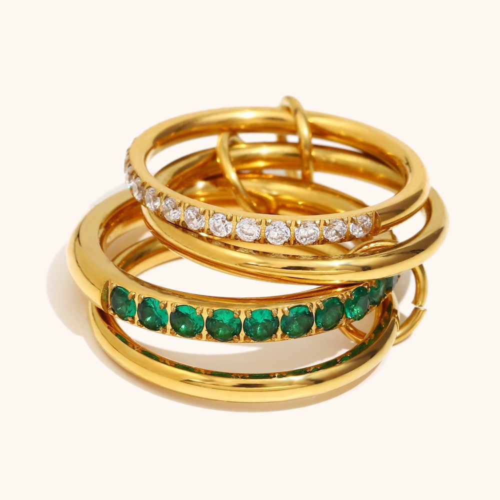 Fashion Ring Women and Men Emerald Rings New Fine Jewelry Minimalist Gold and Sterg Sier Fine Jewelry Stack Rings for Women