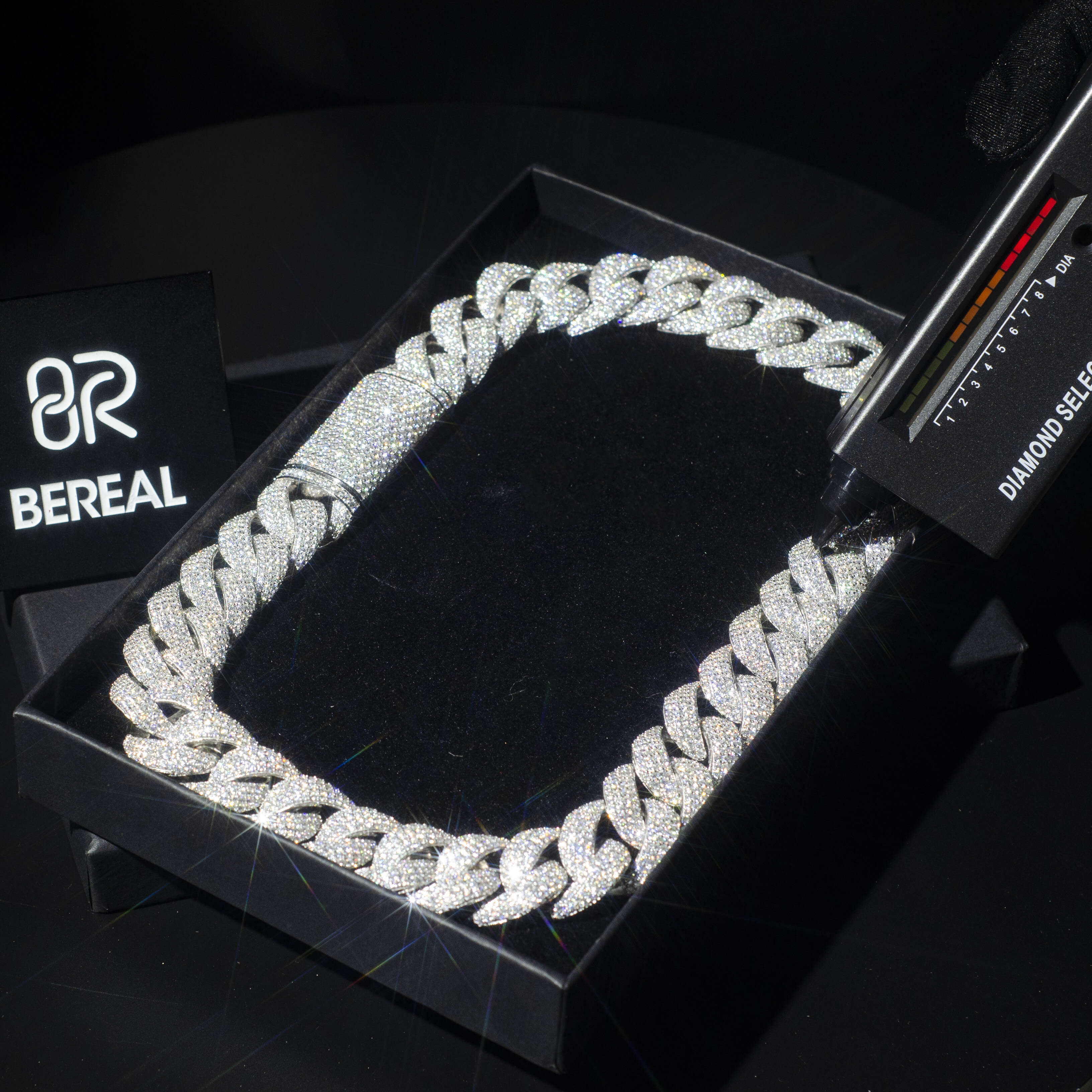 High Quality 14mm VVS Moissanite Cuban Link Chain Necklace Custom Iced Out Round Brilliant Cut 925 Silver Bracelet for Men Women