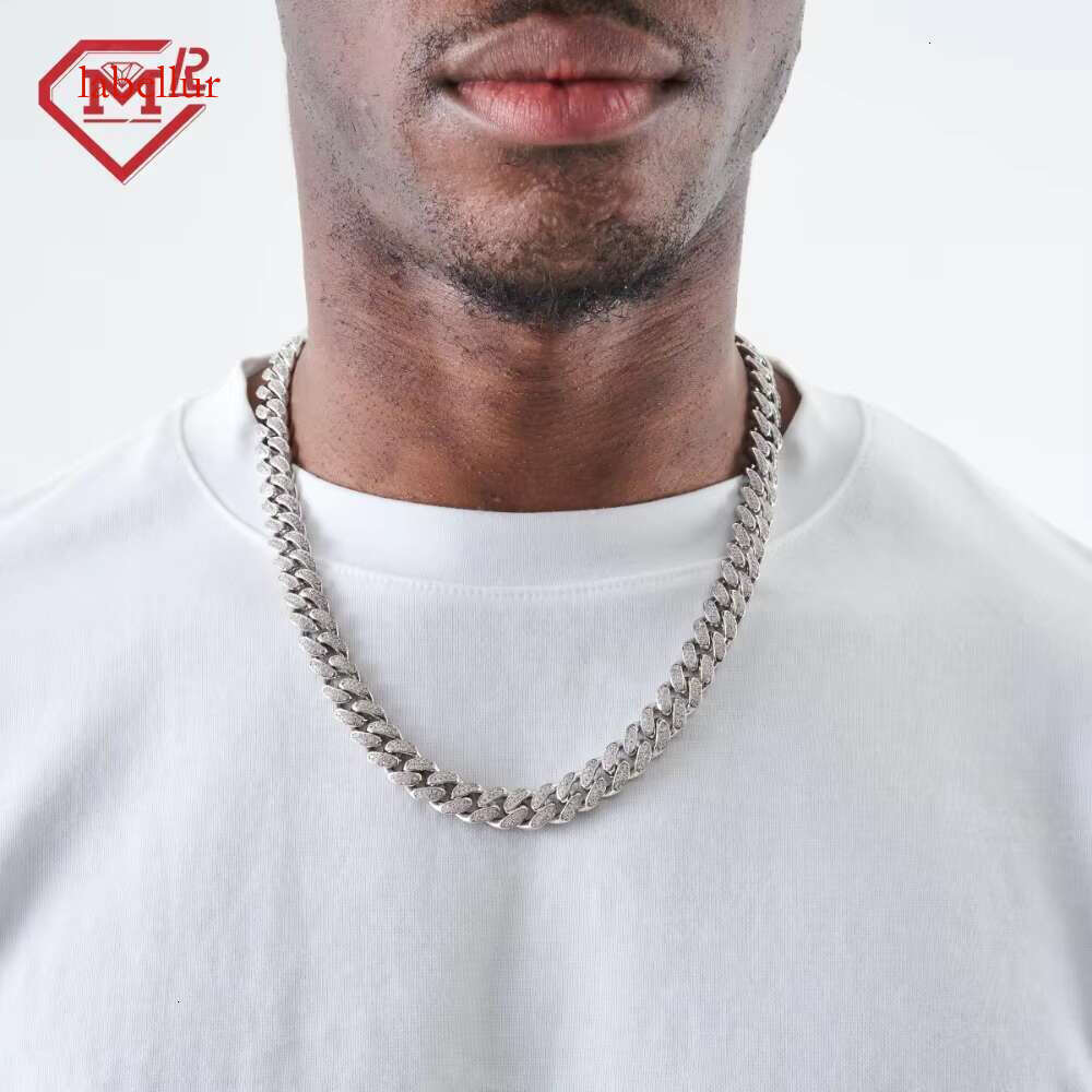 Hip hop Iced 2 Rows VVS12 Millimeter Sier Silica Cuban Chain