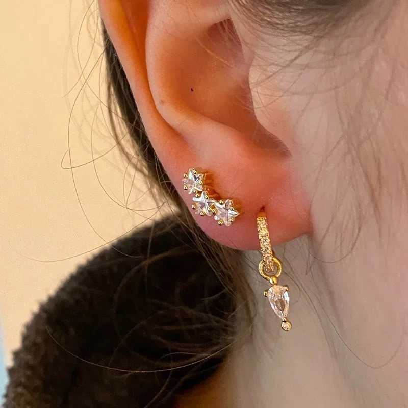 New Stainless Steel Cubic Zirconia Hoop Earrings For Women Small Pendant Cartilage Helix Tragus Earring Piercing JewelryXJ250630