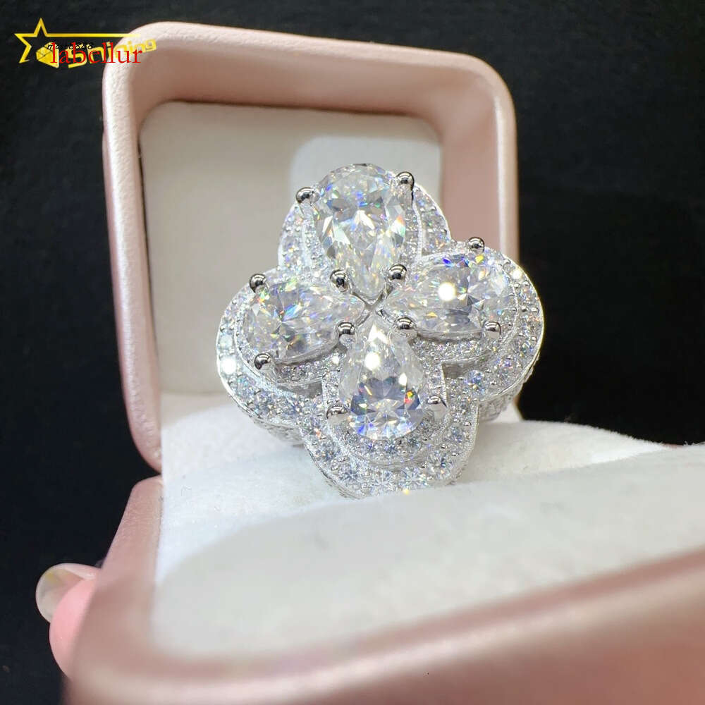 Hip Hop Rings Custom Lab Dia Vvs Moissanite Iced Out Jewelry Cross Ring
