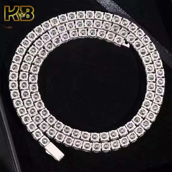 Wholesale 6mm Stainless Steel Moissanite Iced Out Buttons Cuban Link Chain Necklace Luxury Custom Mens Hip Hop Jewelry
