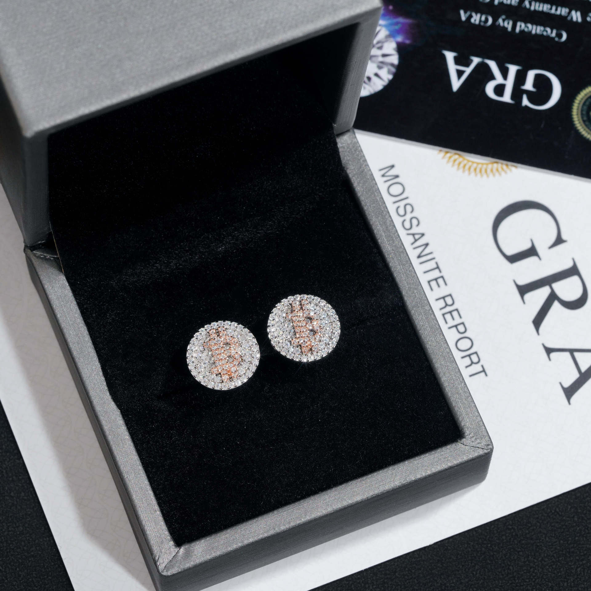 Two Tone 925 Silver Iced Out Moissanite Women Jewelry Letter B Hiphop Stud Earrings VVS Moissanite Diamond Screw Back Ear Studs