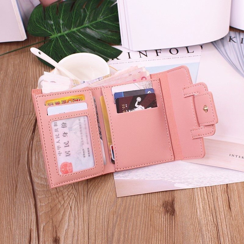 New Short Luxury Wallet Women's Wallet Korean Fashion Cute Designer Wallet Compact Portable Mini Ladies' Wallet Coin Purse Card Holder Lady 