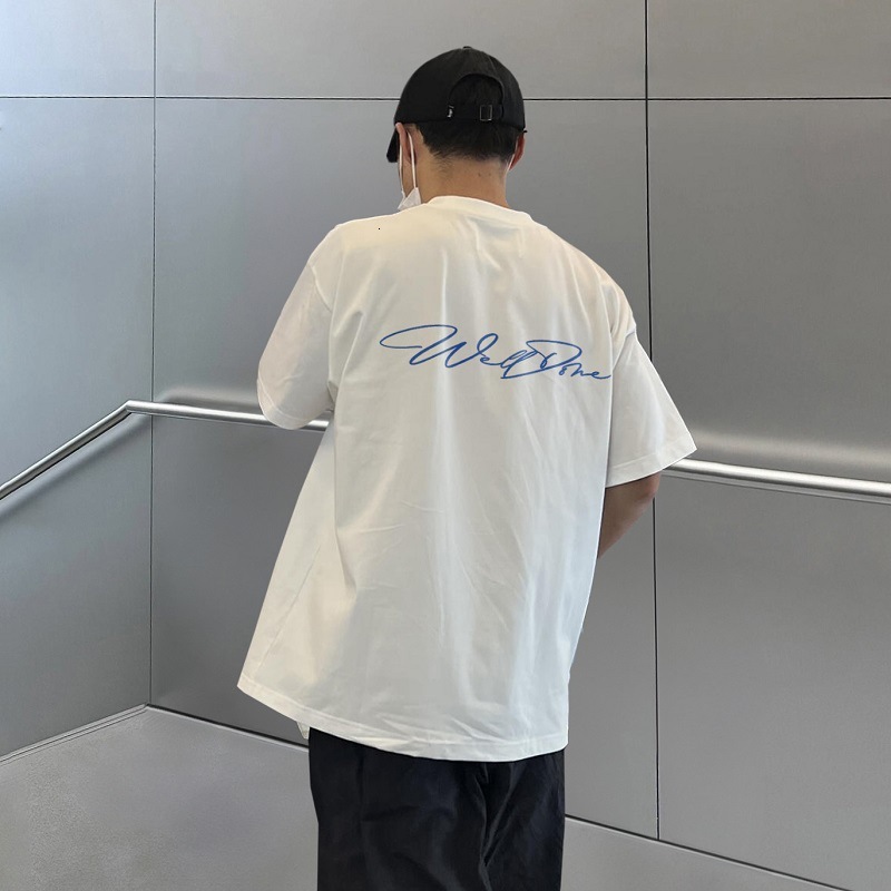 2025 New Simple Letter Print Short Sleeve Men's T-shirt Summer Loose Hong Kong Style Trendy Designer T-shirt Casual Half Sleeve T-shirt Men'