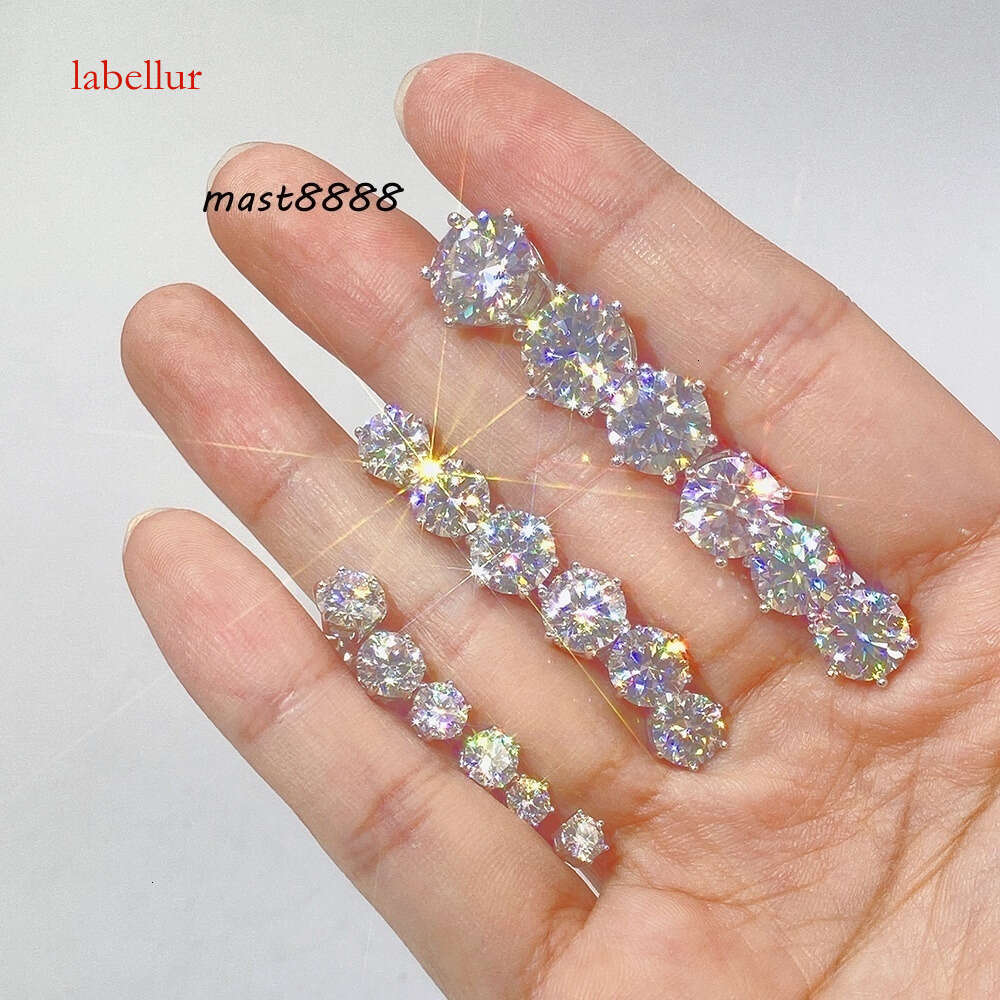Pass Dia Tester Classic 6 Prong Sterling Sier Moissanite Screw Back Stud Earrings