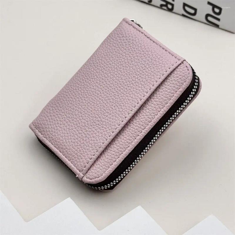 Card Holders Practical PU Leather Women's Wallet Multi-Cards Slot Solid Color S Holder Anti-theft Portable Zipper Coin Purse Men