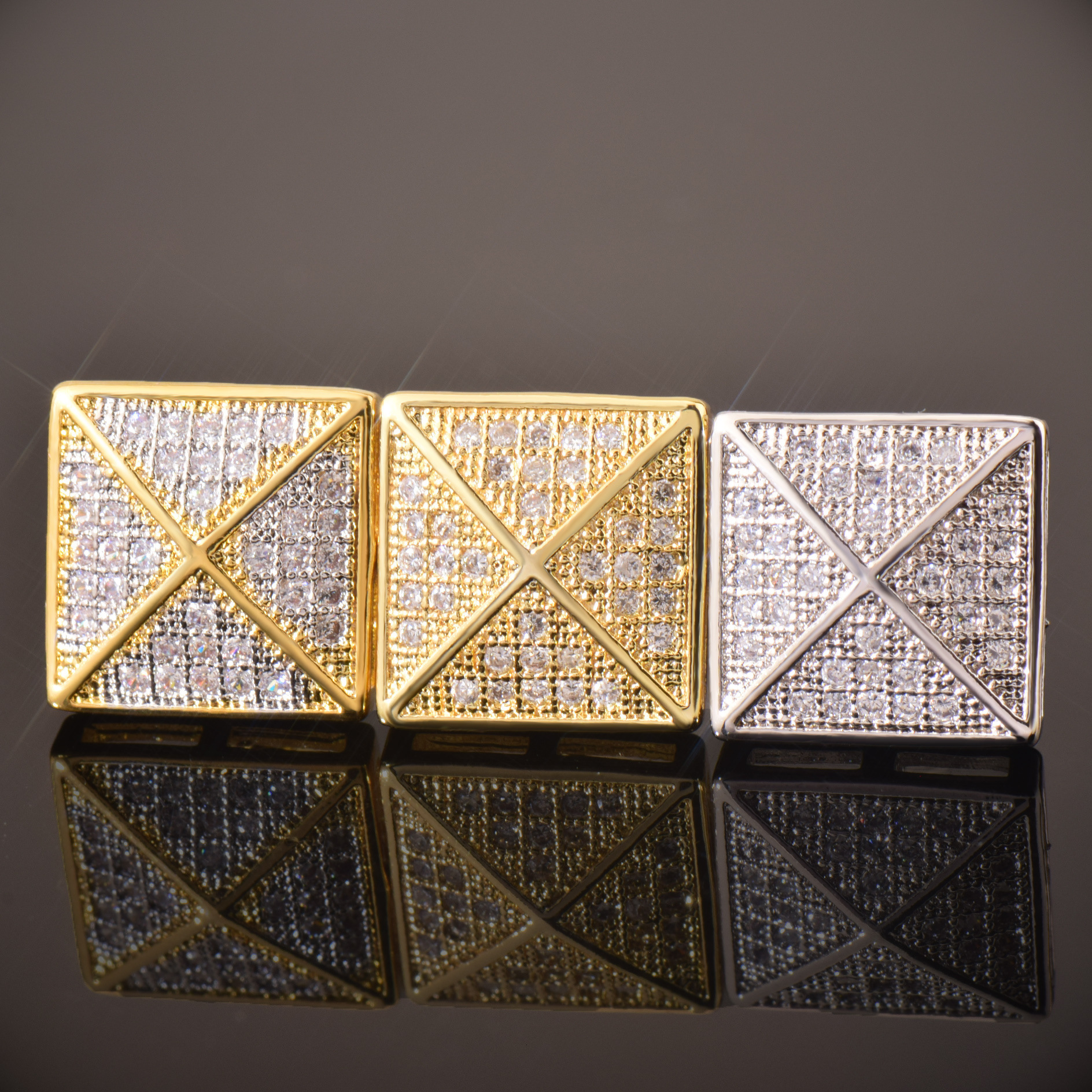 Luxury Jewelry Hip Hop Square Earrings Minimalist Full Diamond Iced Out Creative Designer Accessories Pass the diamond tester