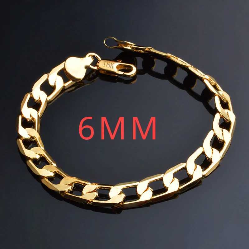 Fashion kpop 18K gold plated 6MM 20CM Chain 925 Sterling Silver Bracelet for Women men Wedding Christmas Gifts luxury Jewelry W250630