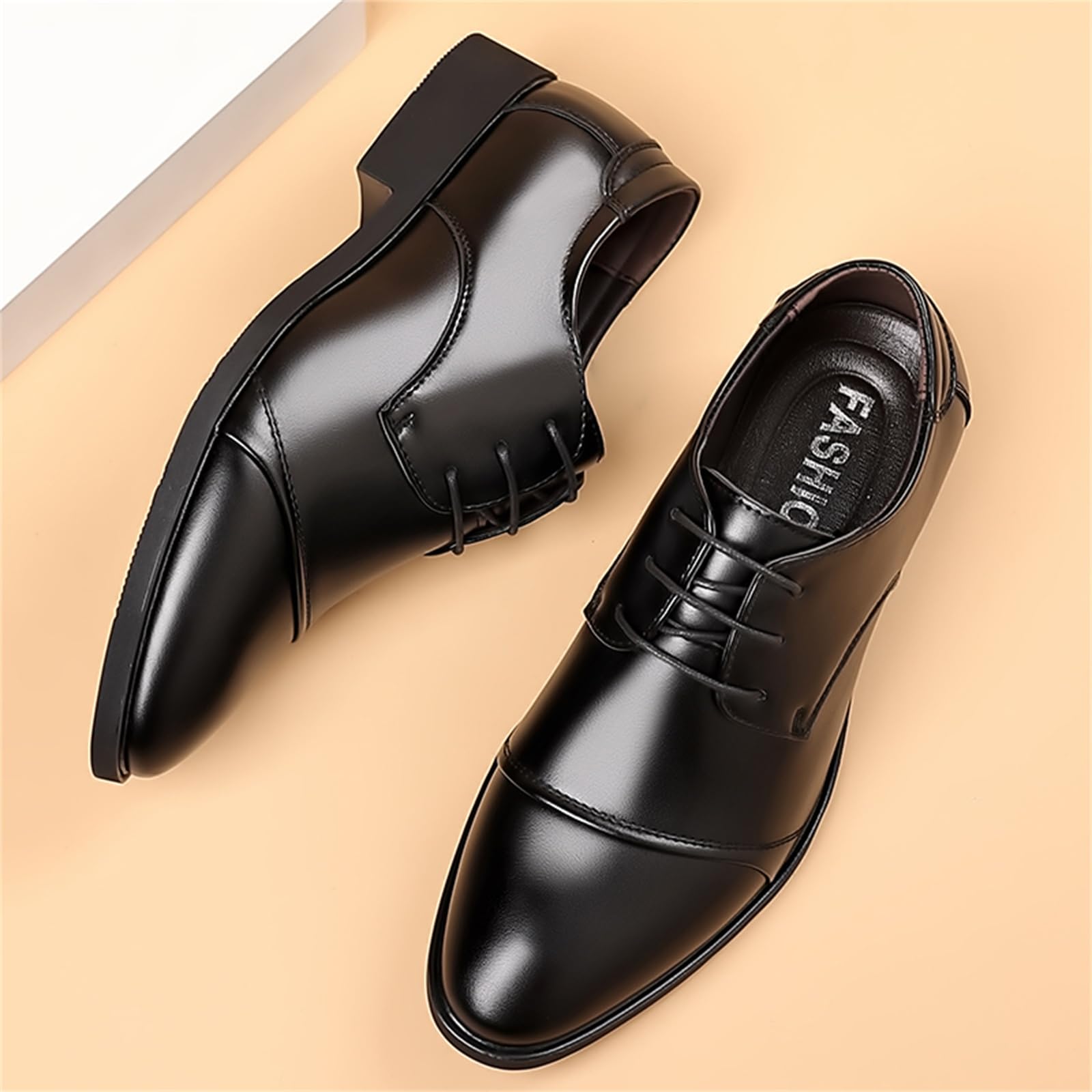 Men's Dress Shoes Classic Modern Formal Business Oxford Casual Comfortable Tuxedo Lace-Up Derbys Shoes for Men Father's Day Gift Black