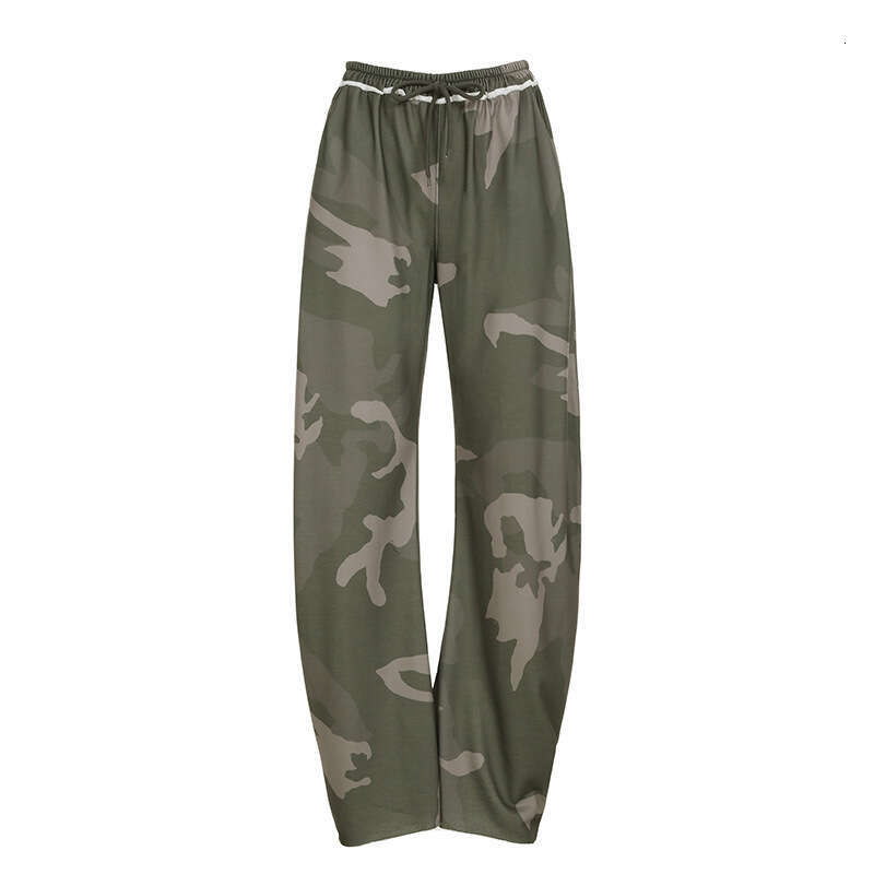 Women's Camouflage Color-Block Hooded Zip-Up Sweatshirt + Loose Oversized Sweatpants Casual Two-Piece Set B5
