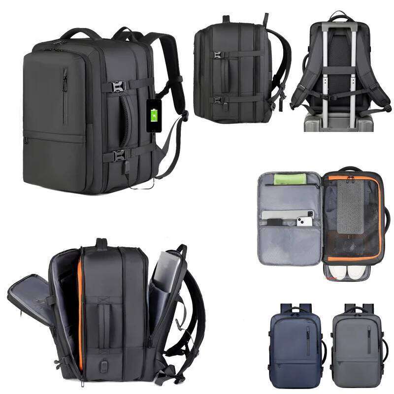 Smart Expandable Travel Backpack USB Port,With Wet/Dry Separation & Shoe Compartment - Unisex for Business/Trips