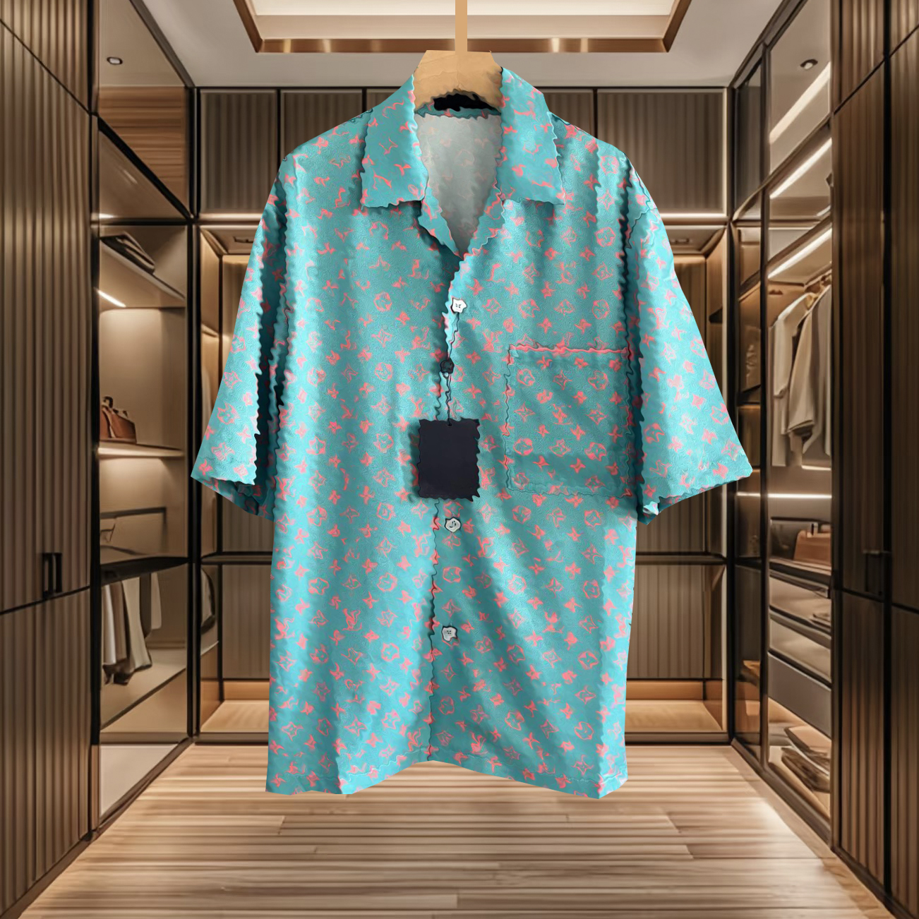 High quality men's shirt PIUS designer new short sleeved shirt jacquard letter printed high-quality button up shirt casual and fashionable men's and women's styles