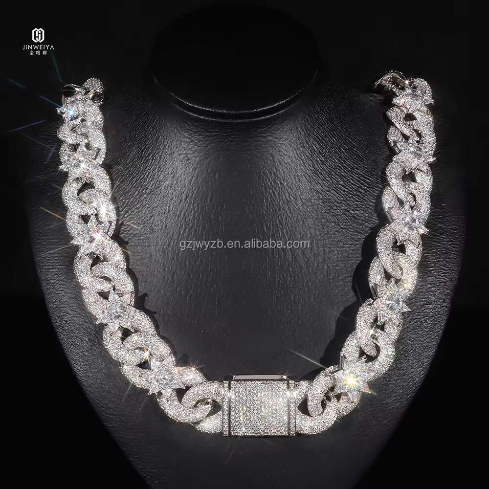 Hip Hop Jewelry Necklace 925 Silver Luxury Diamond VVS Moissanite Cuban Link Chain Moissanite Chain for Men