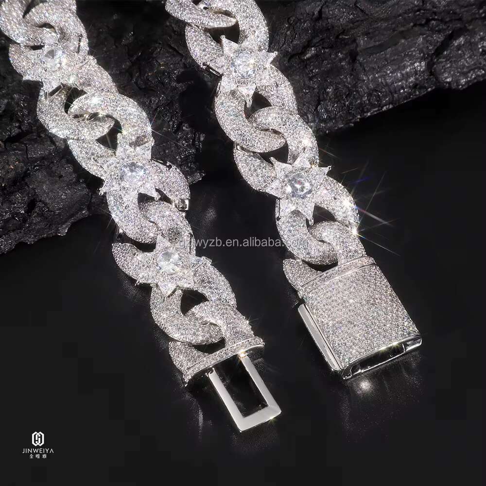 Hip Hop Jewelry Necklace 925 Silver Luxury Diamond VVS Moissanite Cuban Link Chain Moissanite Chain for Men