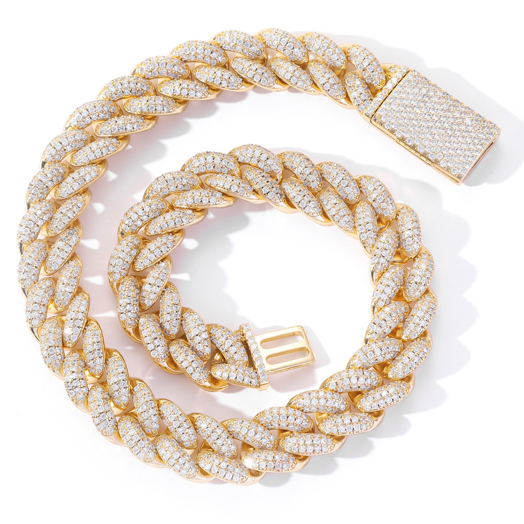 Luxury Jewelry 20mm Cuban Link Miami Lock Clasp Bold Iced Out Luxury High Quality Hip Hop Men Bling Bling Necklace Pass the diamond tester