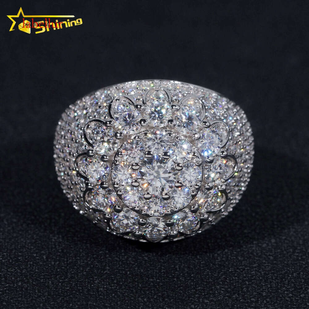 GRA Certificate Sterling Sier Gold Plated Hip Hop Jewelry Sparkle Iced Out Moissanite Men Ring