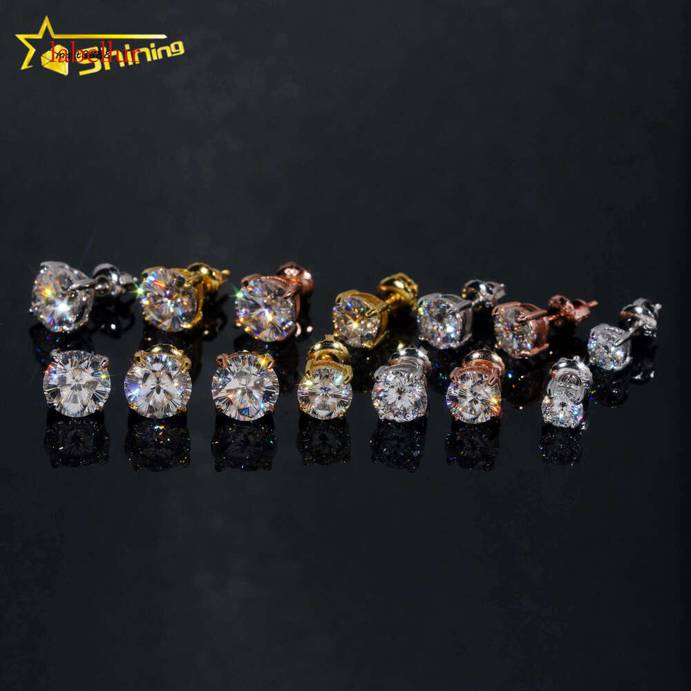Ready to Ship Sterling Sier Cherry Blossom Cut Moissanite Earrings Women Fashion VVS Round Shape Dia Ear Studs