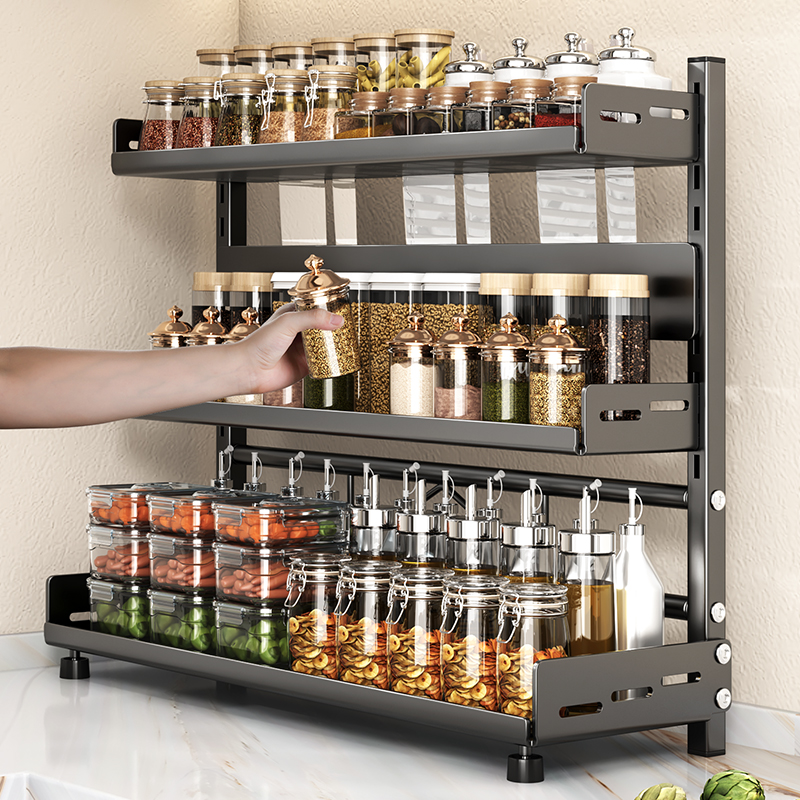 Adjustable shelf kitchen storage rack; Wall-mounted storage rack; Kitchen knife rack; Wall-mounted spice rack; Chopsticks, spoon, shovel, ladle