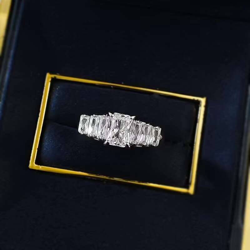 High Quality 1ct Radiant Cut D Color Moissanite Womens Ring 925 Sterling Silver 18K Plated 5*7mm Fine Jewelry