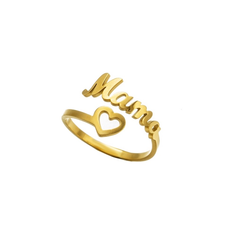 10PCS Heart Shaped Word Mama Ring Stainless Steel Love Mom Mum Letter Shaped Adjustable Open Rings for Women Ladies Mother Mommy