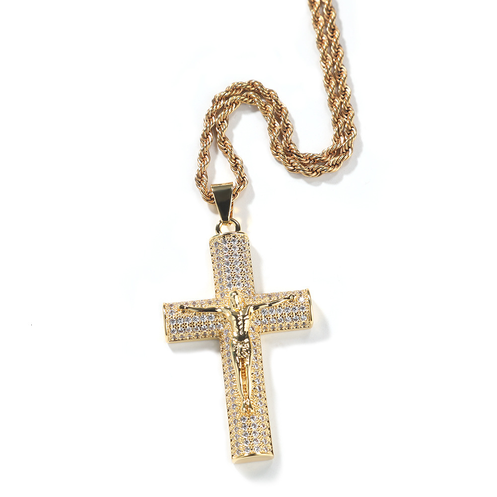 Luxury Jewelry High Quality Luxury Full Iced Cross Pendant Necklace Streetwear Hip Hop Moissanite Necklace Rap Designer Accessory Pass the diamond tes