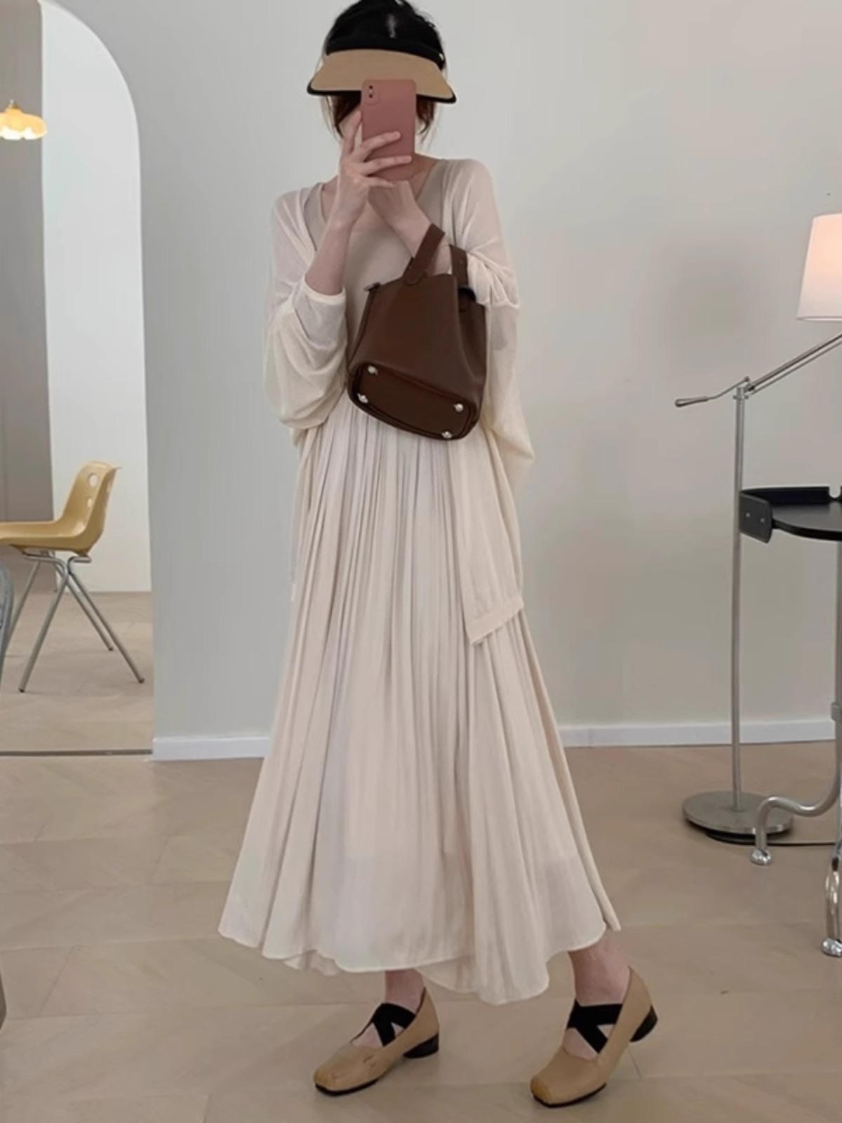 K1169 Long knitted sun-proof cardigan for women in summer with bat sleeves and air-conditioning blouse, loose and thin coat top