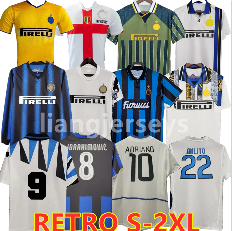 Inters Retro Kids Kit Milan DJORKAEFF QUARESMA SNEIJDER ADRIANO ADRIANO BAGGIO MILITO PIZARRO Soccer Jerseys Home Away uniform men's and children's set football