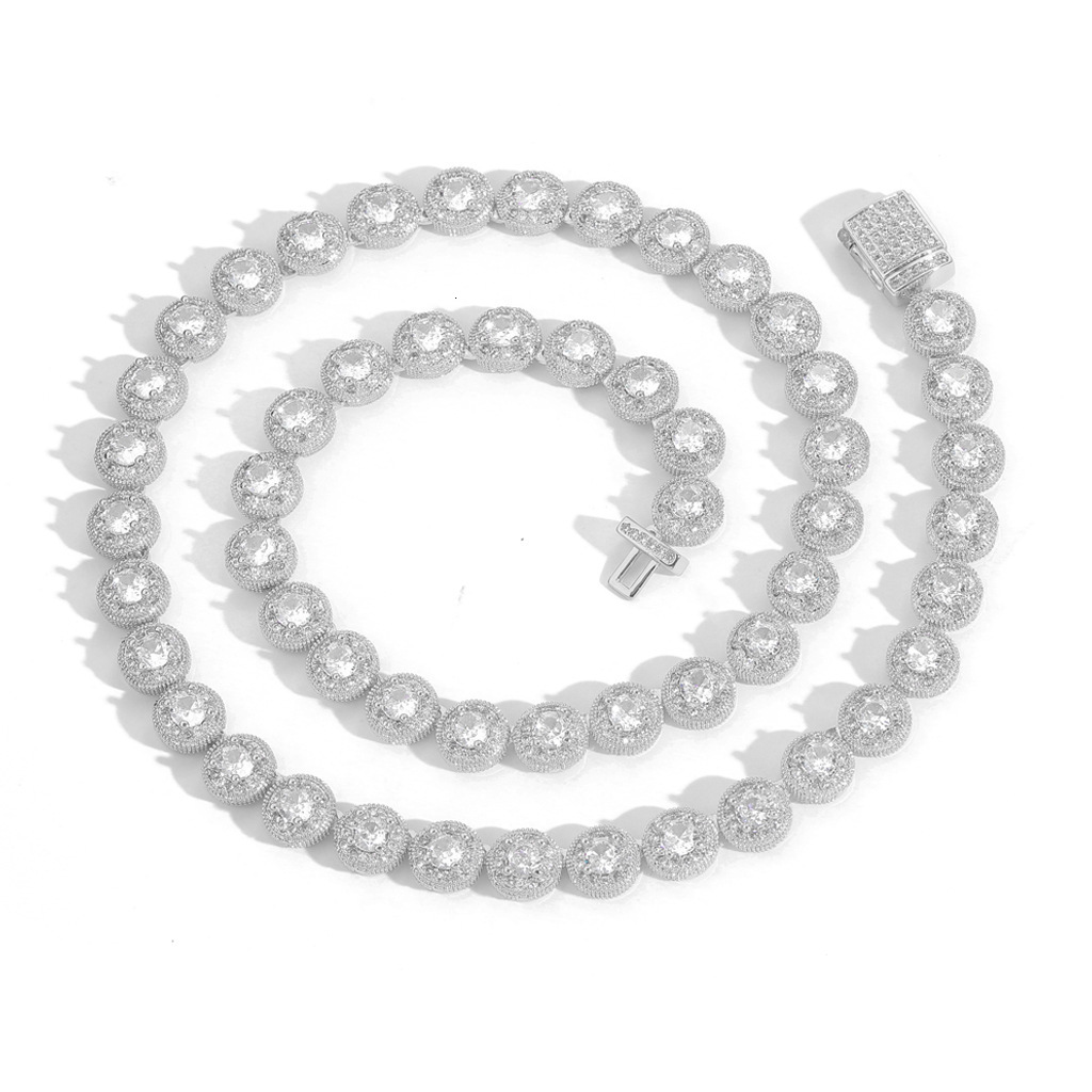 Luxury Jewelry New Release 8mm Round Icy Sugar Chain Iced Out Luxury Unique Trendy Men Niche Collarbone Hip Hop Necklace Pass the diamond tester