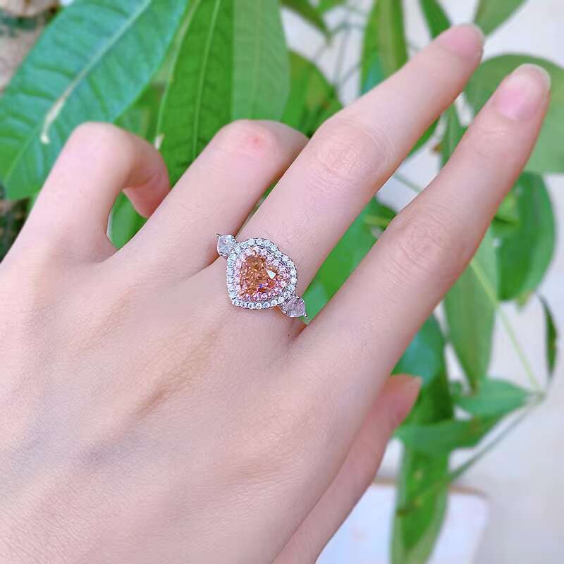 Delicate Heart Silver Ring Light Genuine 925 Sterling Silver Pink Zircon Love Rings for Women Fine S925 Anniversary Jewelry Gift