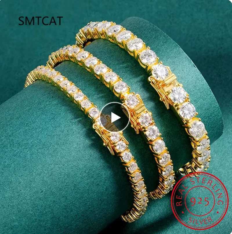 Dainty Full Moissanite Tennis Bracelet 18k Gold Plated 925 Sterling Silver D Color Lab Created Diamond Bracelet for Women Men W250630