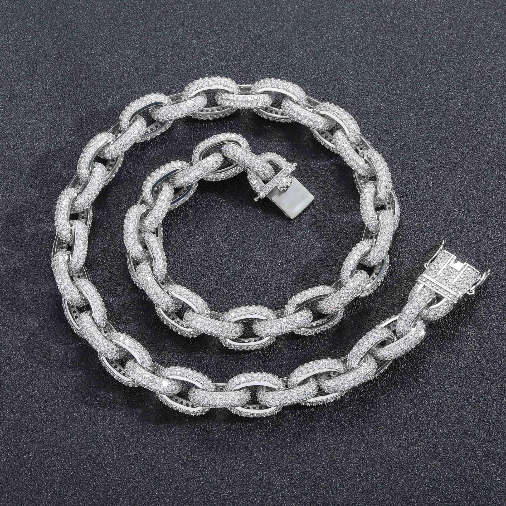 Luxury Jewelry Hip Hop O Chain 12mm Trendy Iced Out Cross Chain Men's Hip Hop Accessory Bling Bling Necklace Pass the diamond tester