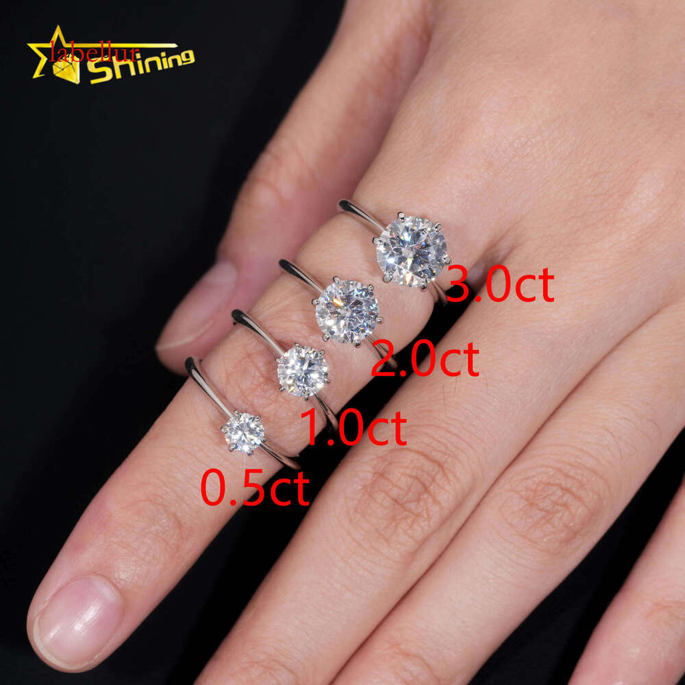 Classical 6Prongs Setting Wedding Sterling Sier Gold Plated Pass Dia Tester Moissanite Engagement Ring