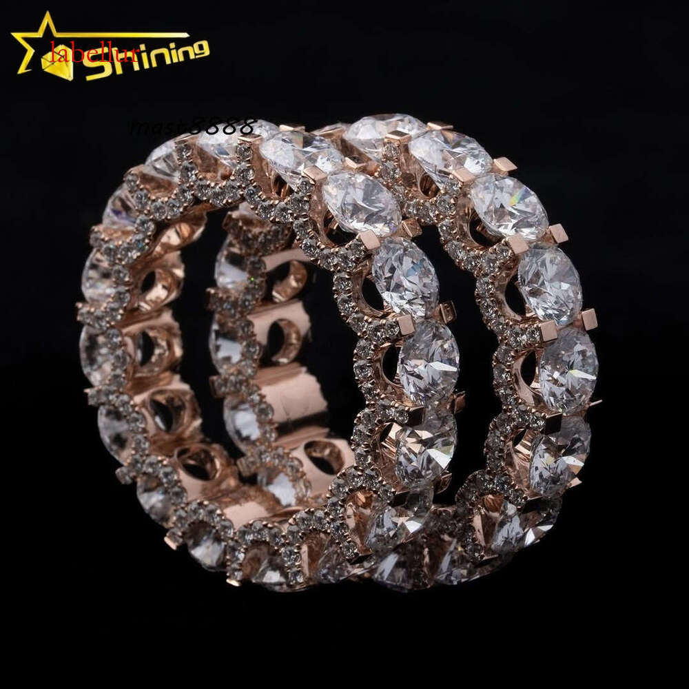 10K Solid Rose Gold 50 Pointers Side Iced Lab Grown Dia CVD Eternity Ring Band for Men
