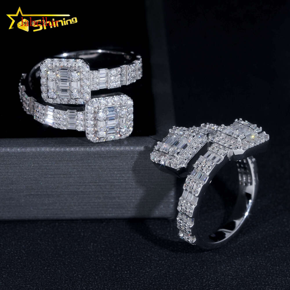 Stocks Wholesale Gold Plated Men Classic Sier Hip Hop Jewelry Style Baguette VVS Dia Moissanite Mens Ring